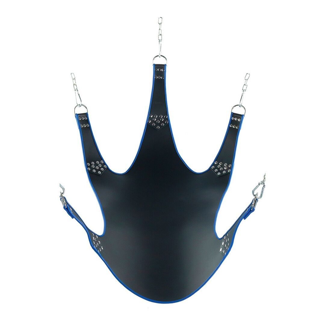 Sig.Tracolla - Cinturino in pelle con finiture blu 5 punti