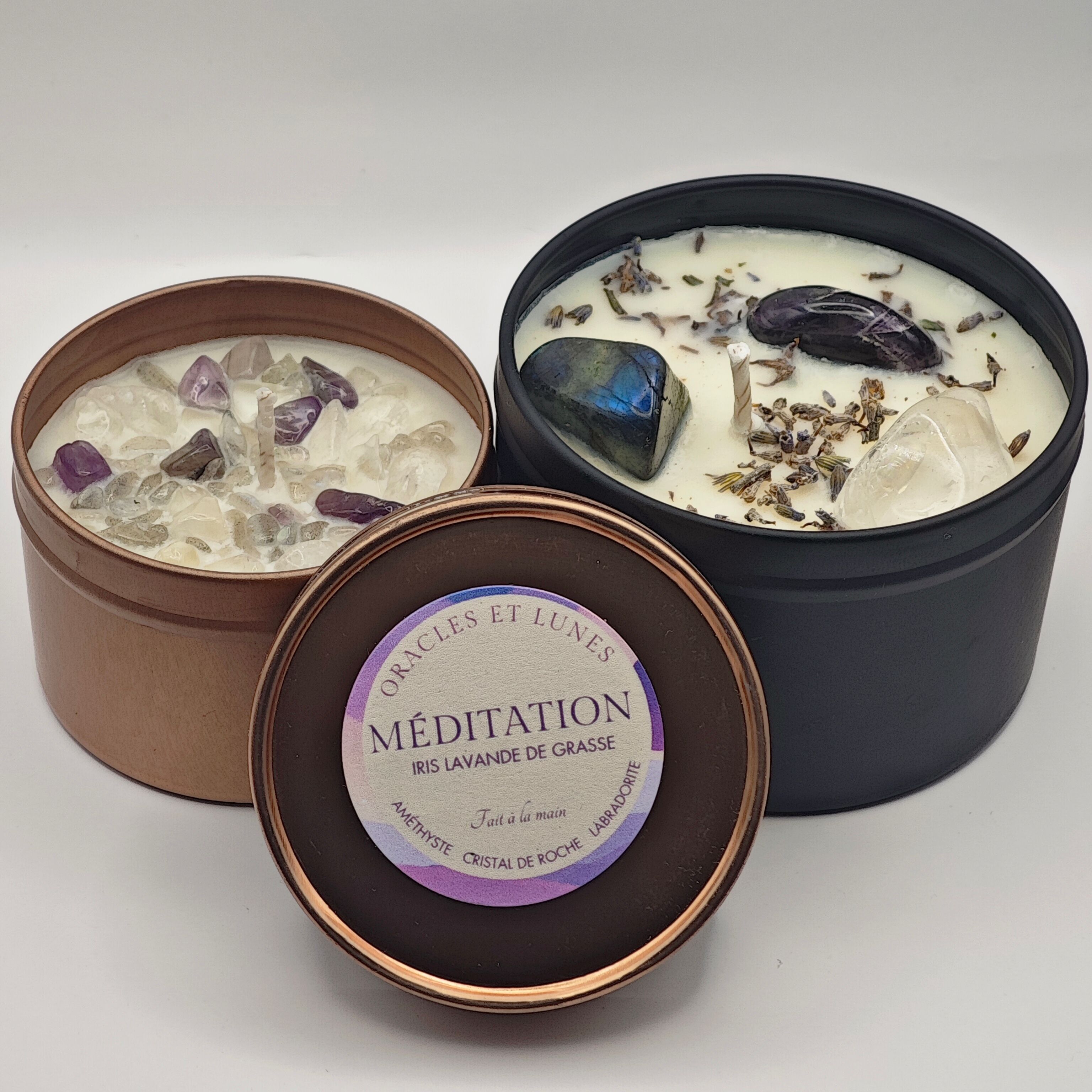 Candela Intenzionale per Meditazione - Iris-Lavanda - Litoterapia