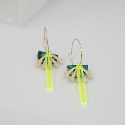 Pendientes de aro geométricos de acrílico neón reciclado iridiscente con triángulo (copia)