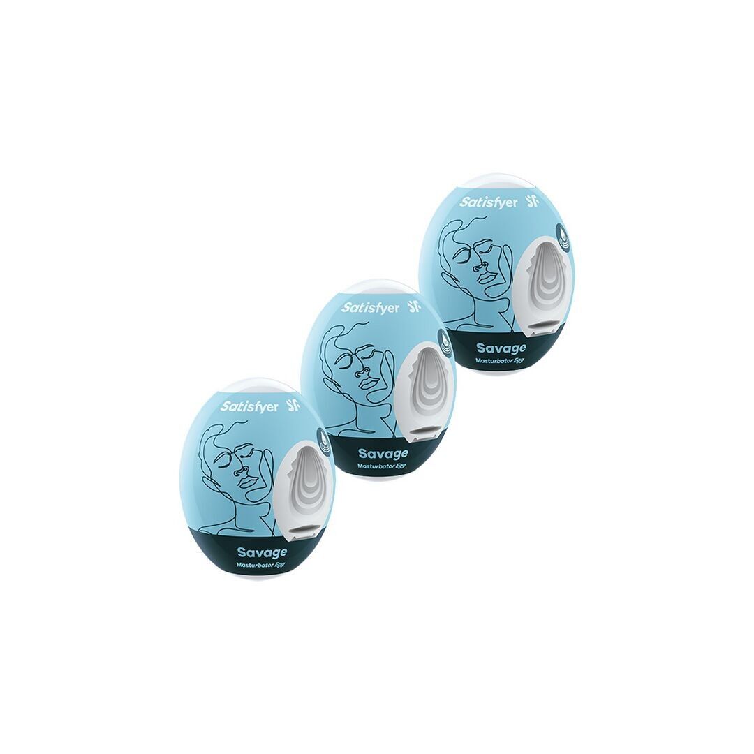 Satisfyer – Savage – Masturbator-Ei-Set – 3-teilig – Hellblau – Blau...