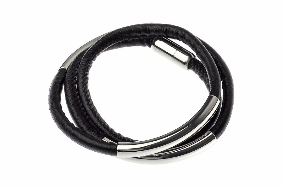 Bracciale avvolgente in PU con barra in rodio Noir