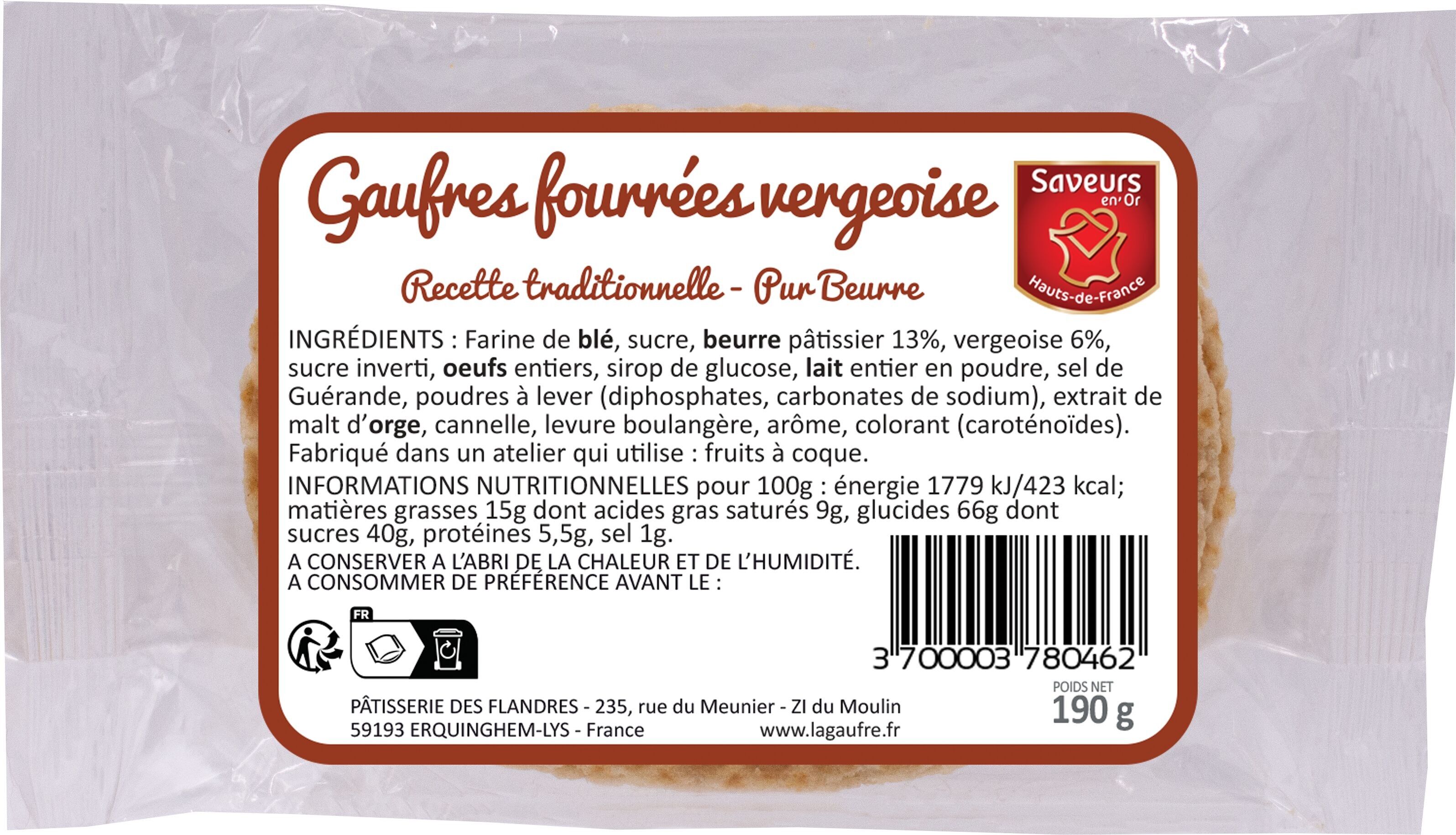 Waffle ripieni di Vergeoise - Burro Puro - 190 g - confezione neutra da 6 waffle