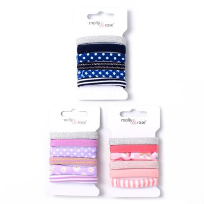 Confezione da 6 elastici per capelli con stampe e colori assortiti