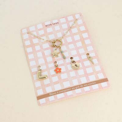 WITH LOVE Card Necklace and 6 pendants (star and natural stones)