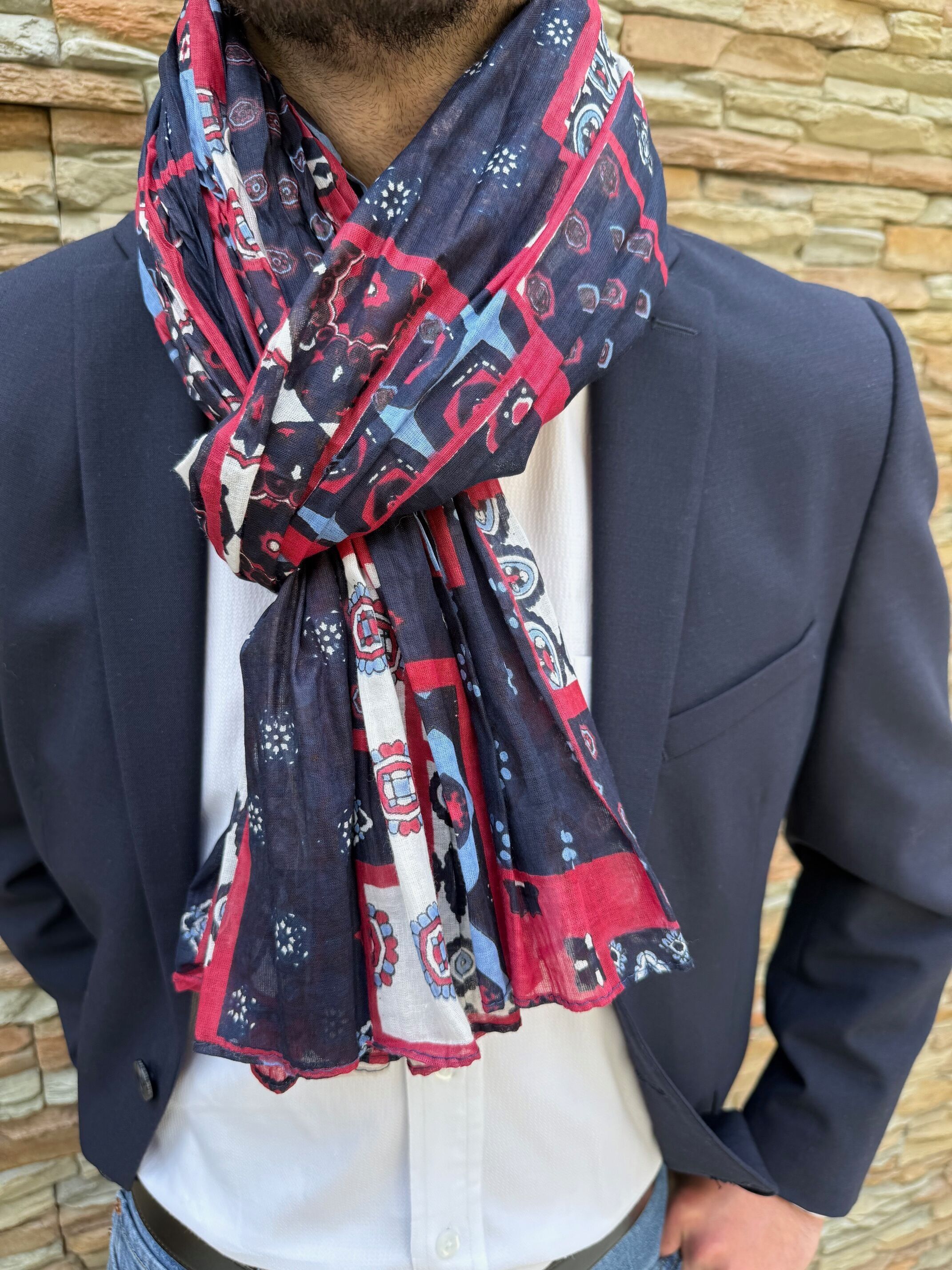 Sciarpa scialle da uomo in 100% cotone