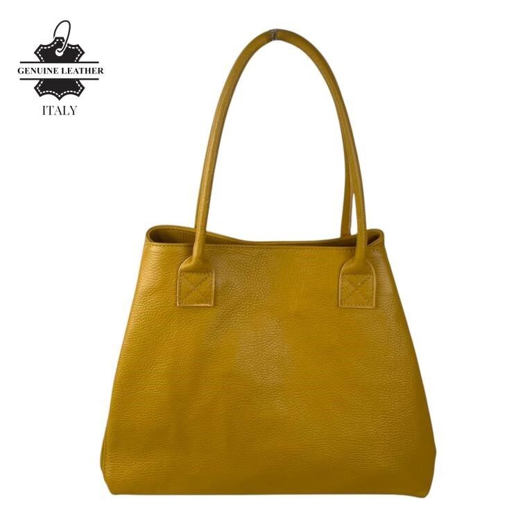 Umhängetasche aus italienischem Leder für Damen mit großem Fassungsvermögen und seitlichen Riemen mit Knopf