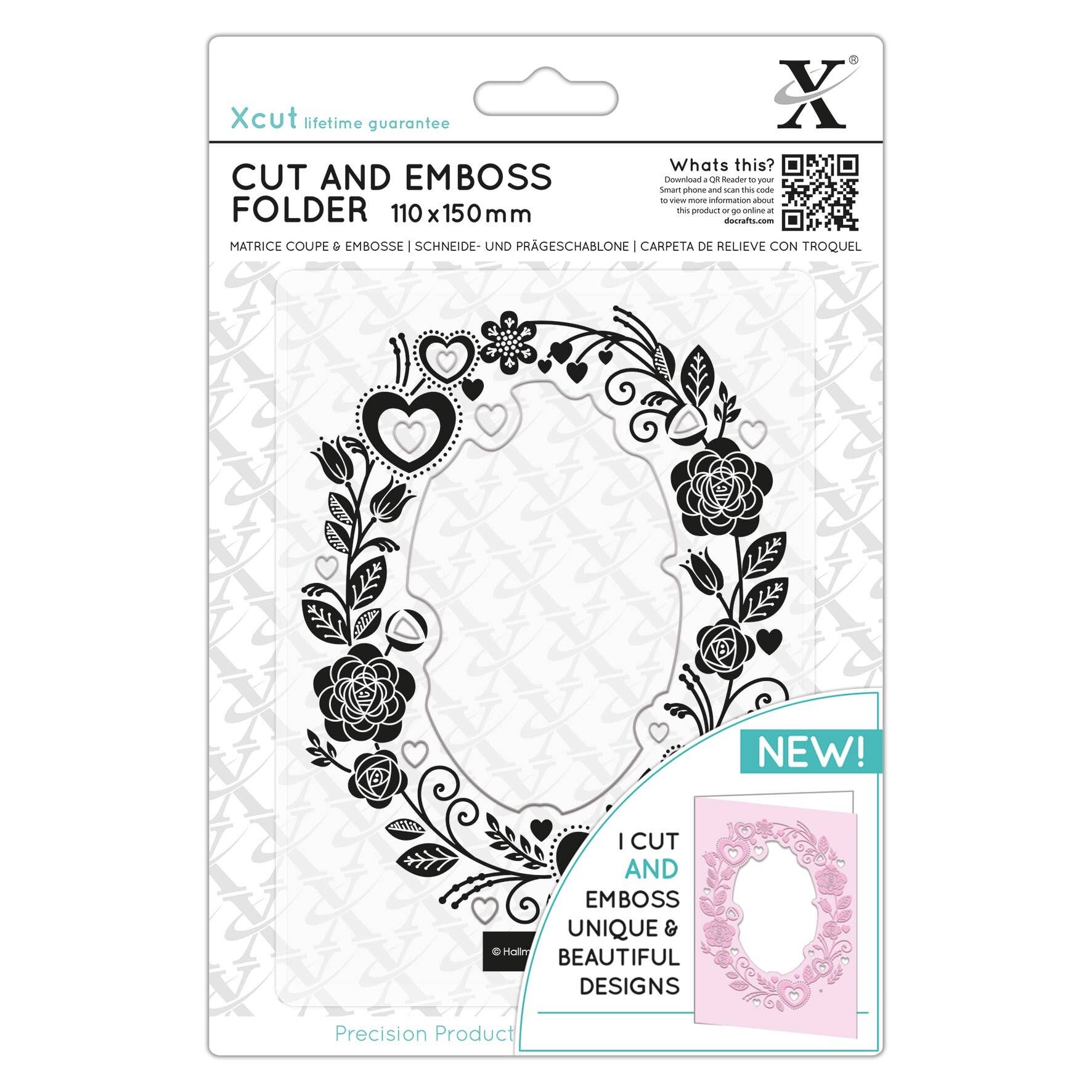 Xcut Schneide- und Prägefolder, Rosenrand, weiß, 110 x 150 mm, eine Schablone, die sich ideal zum Gestalten von Karten und Hochzeitskarten eignet, dekorieren Sie Ihr Fotoalbum und Fotopapier mit einem DIY-Projekt