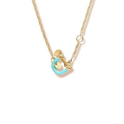 Stainless Steel Sea Green Shackle Necklace