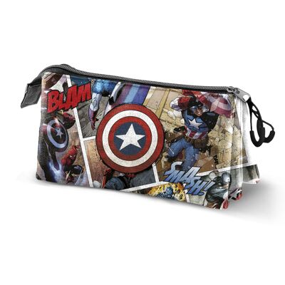 Astuccio triplo per matite Marvel Captain America Comic, multicolore
