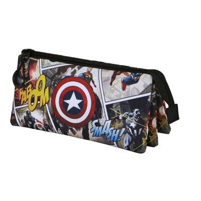 Marvel Capitán América Comic-Estuche Portatodo Triple, Multicolor