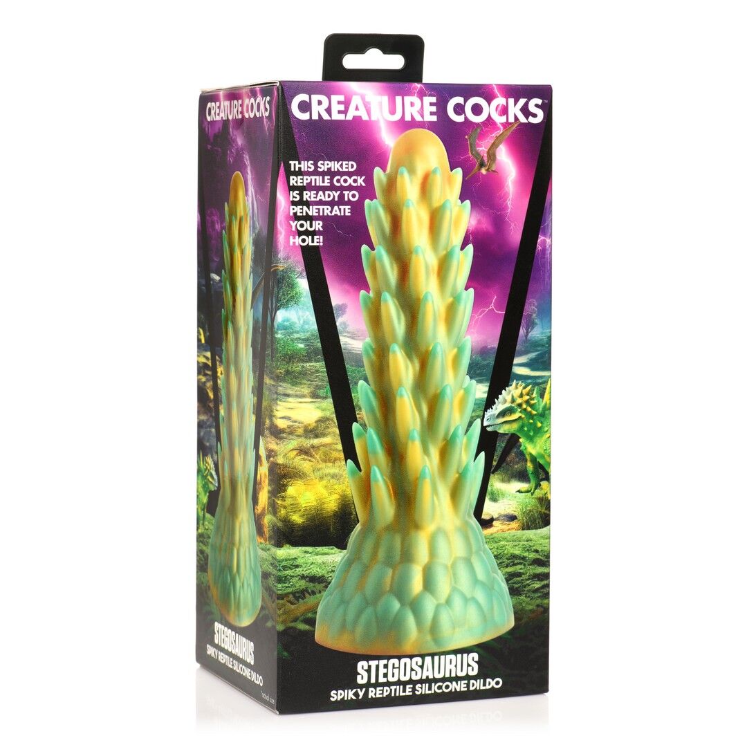 Stegosaurus - Stacheliger Reptilien-Dildo aus Silikon - Grün
