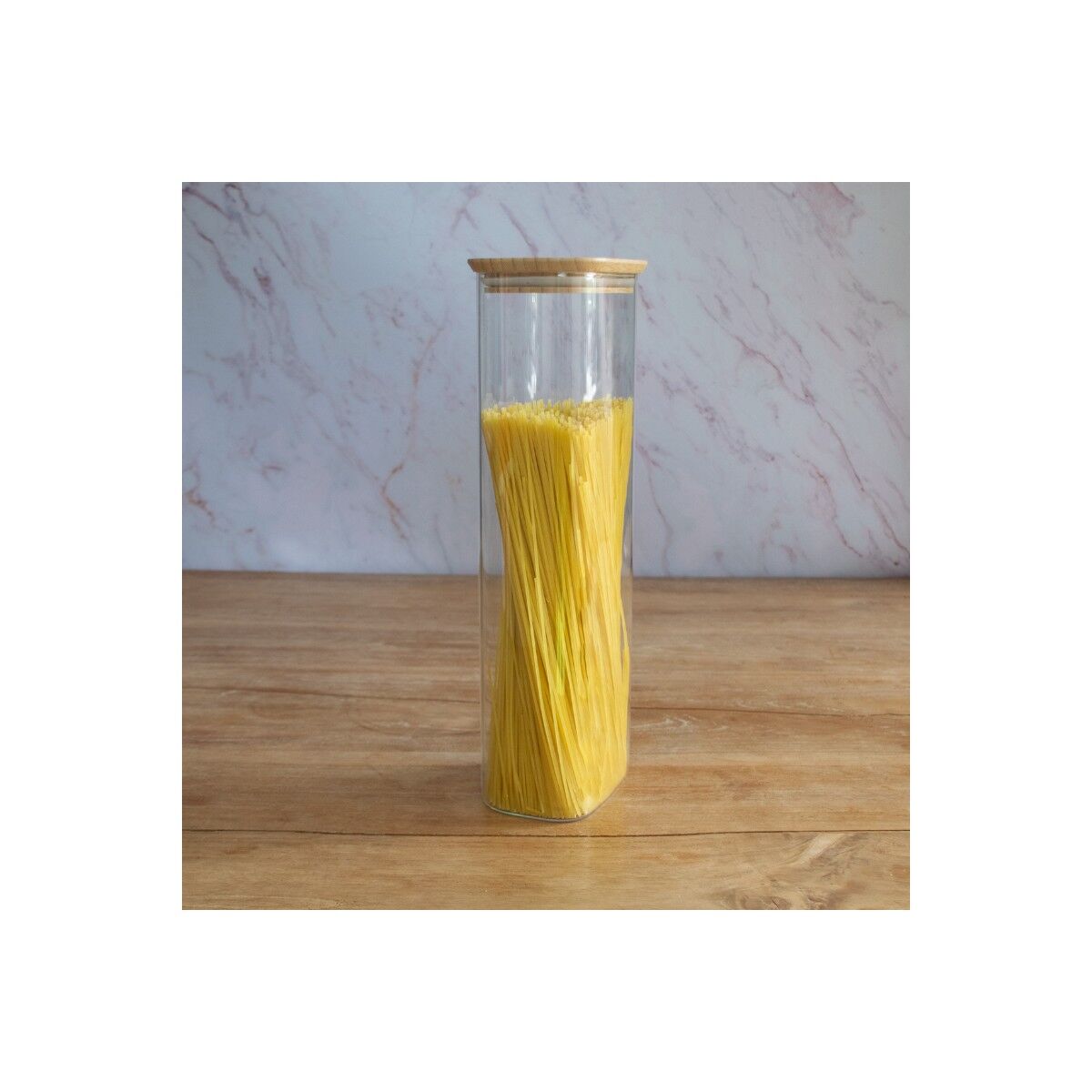 Scatola portaoggetti rettangolare in vetro e bambù - 2.6 litri