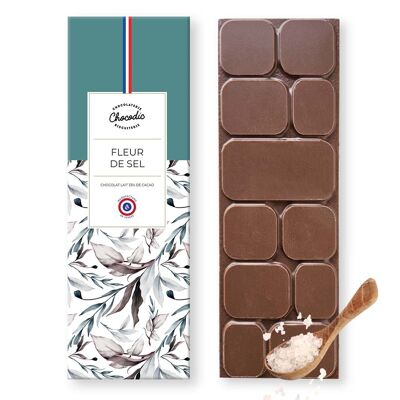 Tableta de chocolate con leche y flor de sal - Chocolate artesanal elaborado en Francia