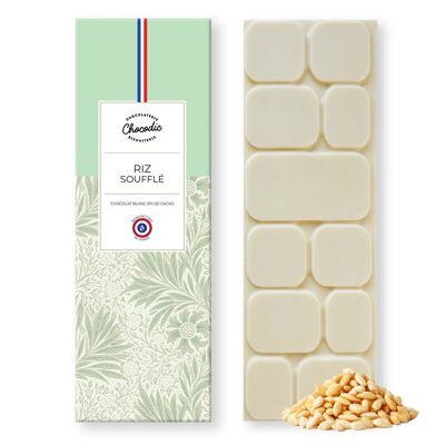 White chocolate bar with puffed rice - Artisanal chocolate made in France