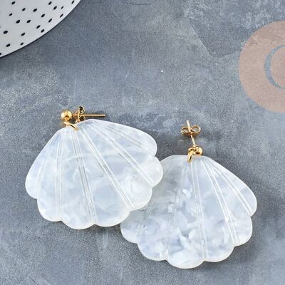 Kit création Boucles d'Oreilles coquillage Acétate Grande Scarla, Coffrets et kits pour la création de bijoux fantaisie DIY G8812