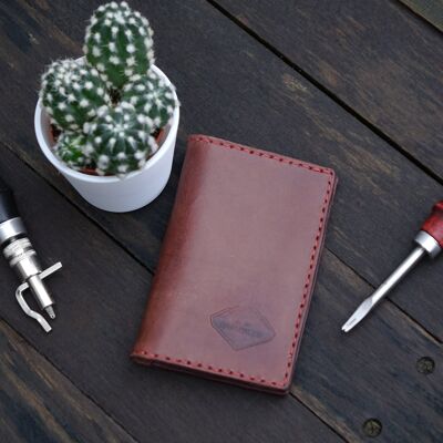 Portafoglio bifold in pelle sottile minimalista fatto a mano