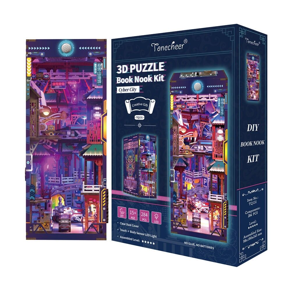 Cyber ​​​​City - Tonecheer | Angolo dei libri | Puzzle 3D | Fai da te | Giocattoli | Decorazione | kit | fermalibri