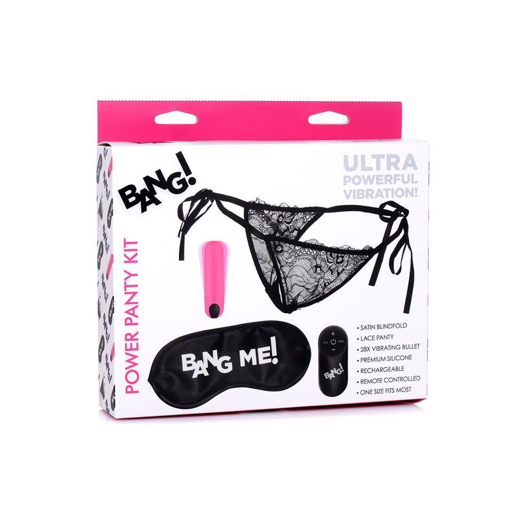 Power Panty - Mutandine in pizzo, vibratore a proiettile e benda