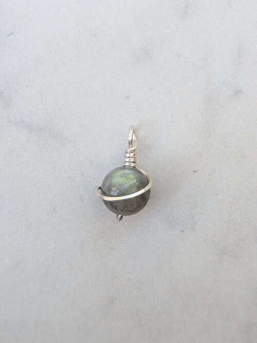 Mini-pendentif Planète Labradorite et Argent 925