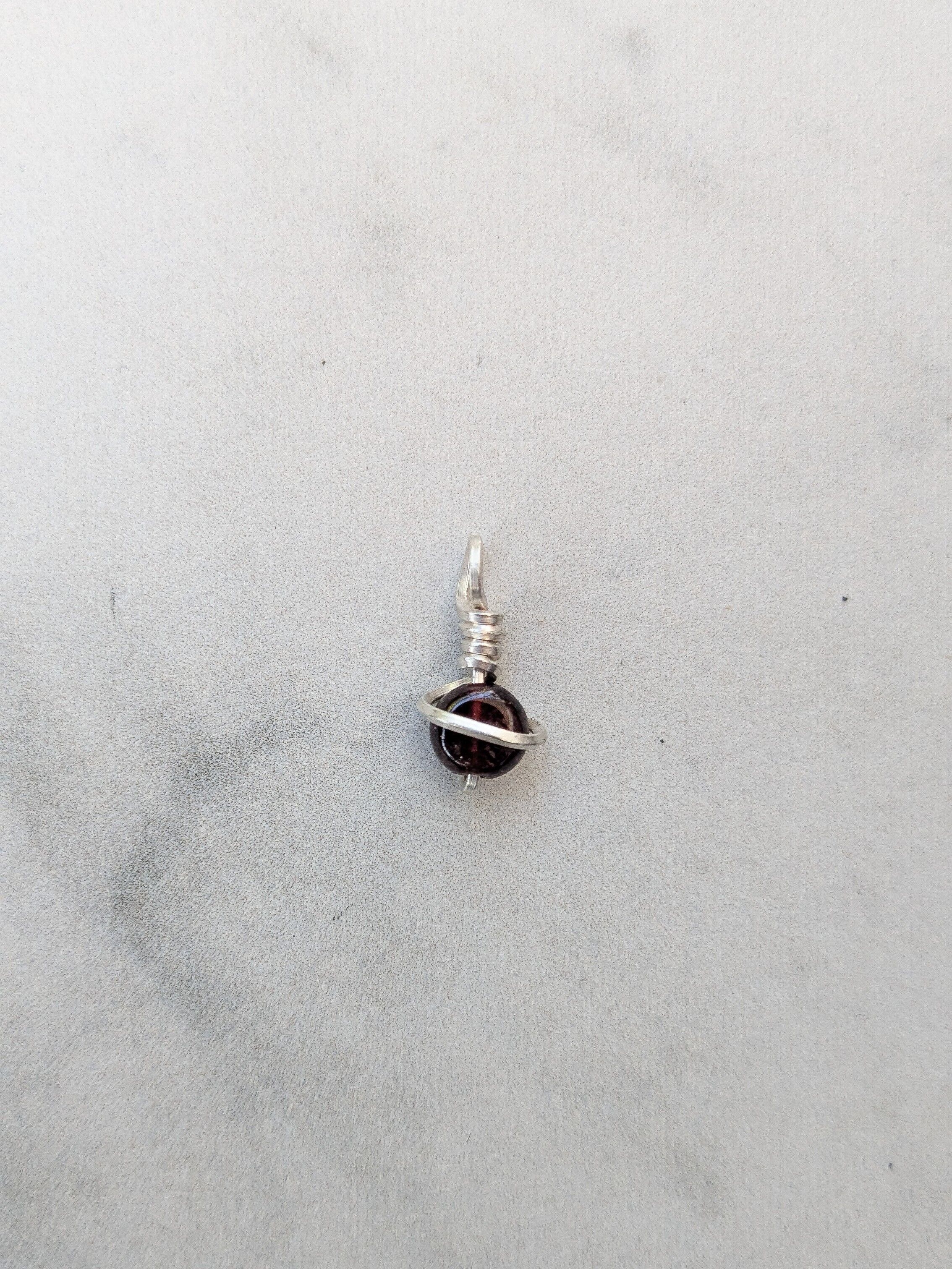 Mini Garnet and 925 Silver Planet Pendant