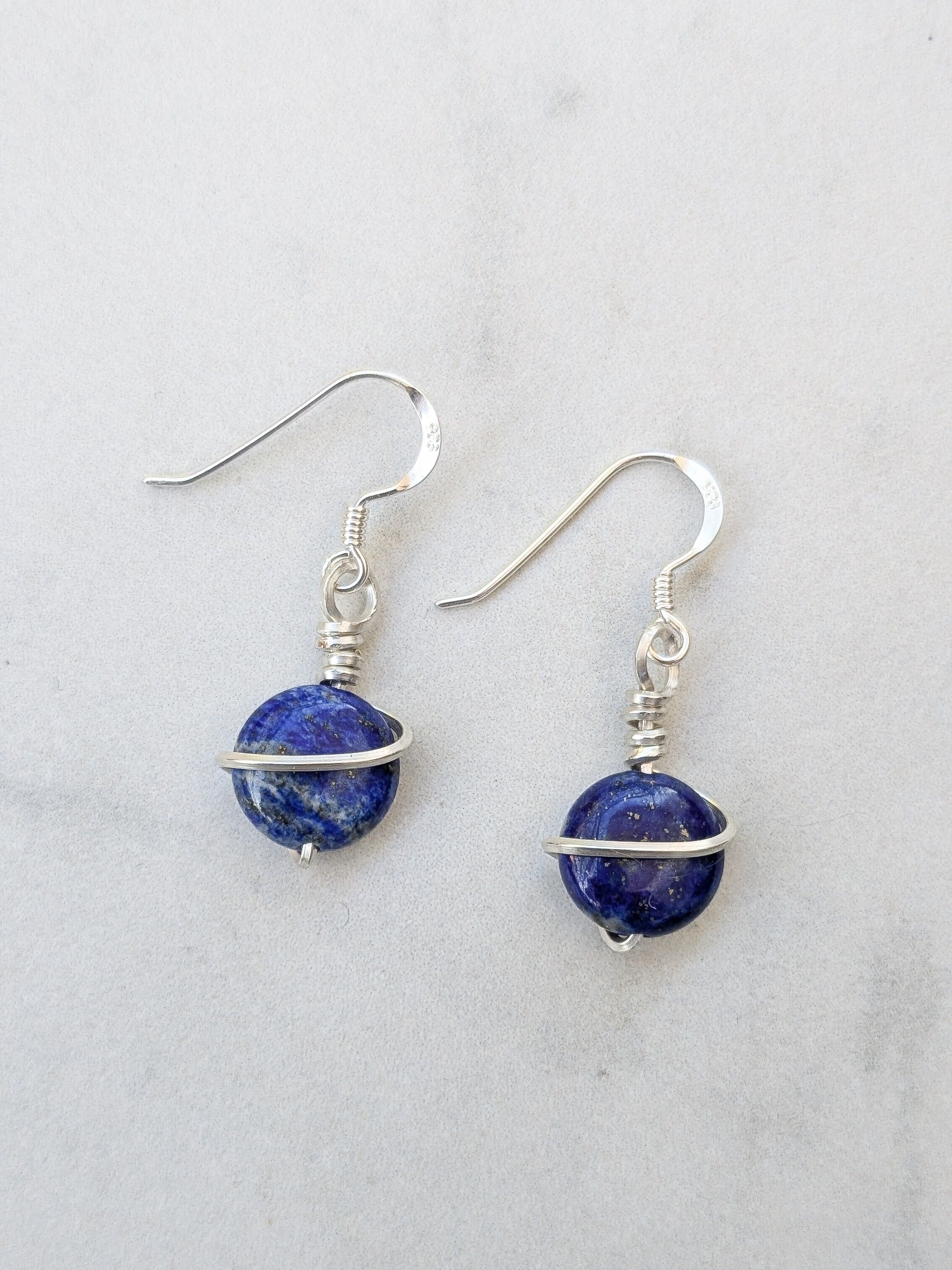 Planet Lapislazuli und 925 Silber Ohrringe
