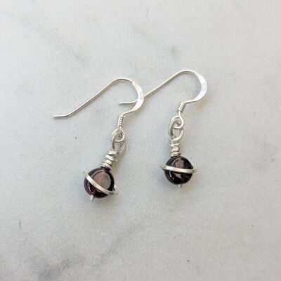 Boucles d'oreilles Planète Grenat et Argent 925