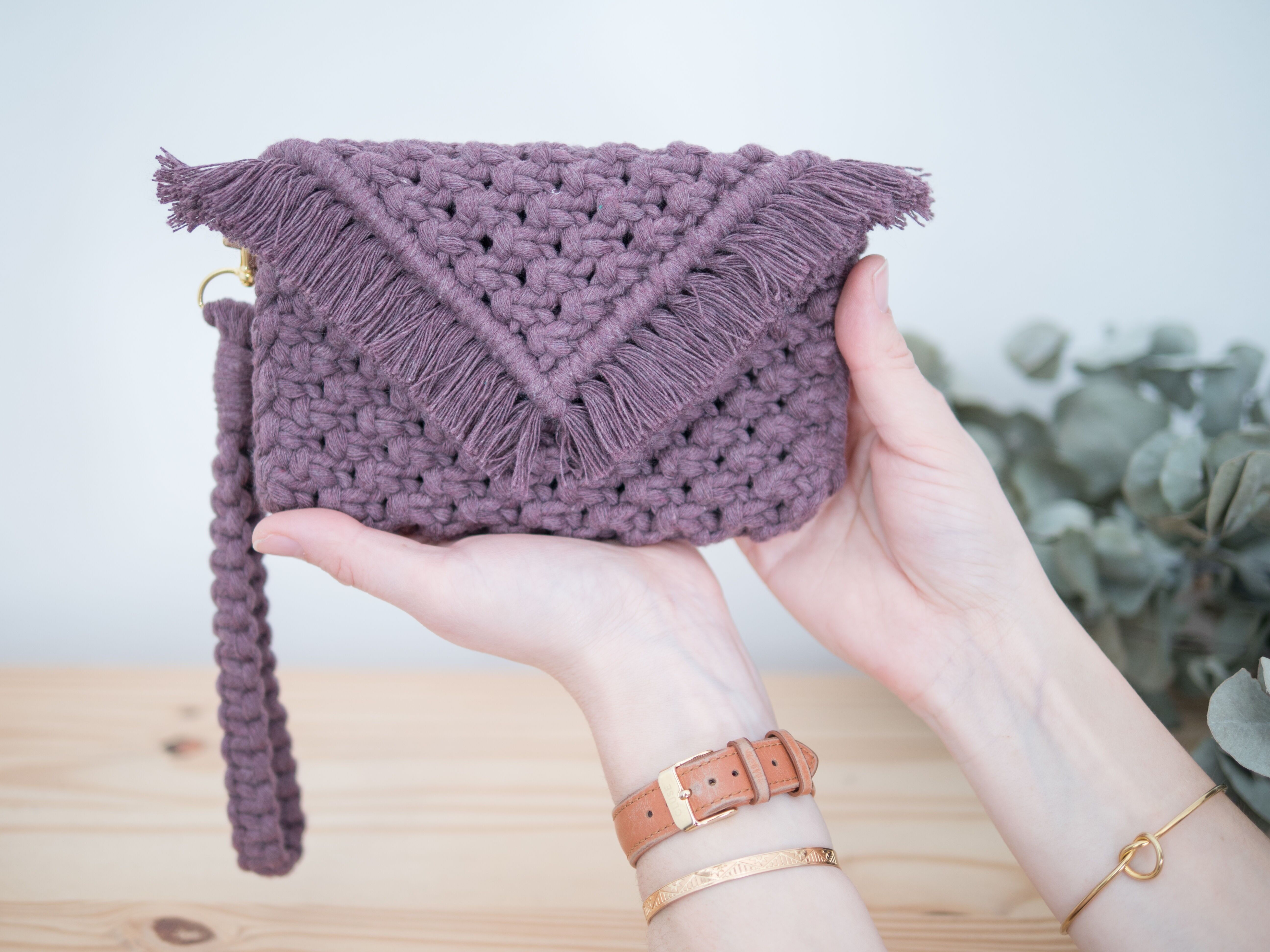 Macrame pouch - Aubergine