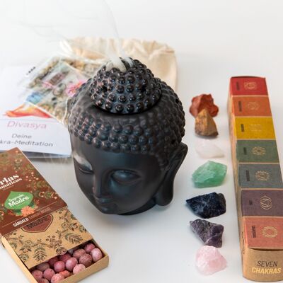 Set regalo per la meditazione sui chakra | Incenso e ciotola per incenso | per la consapevolezza e i rituali spirituali