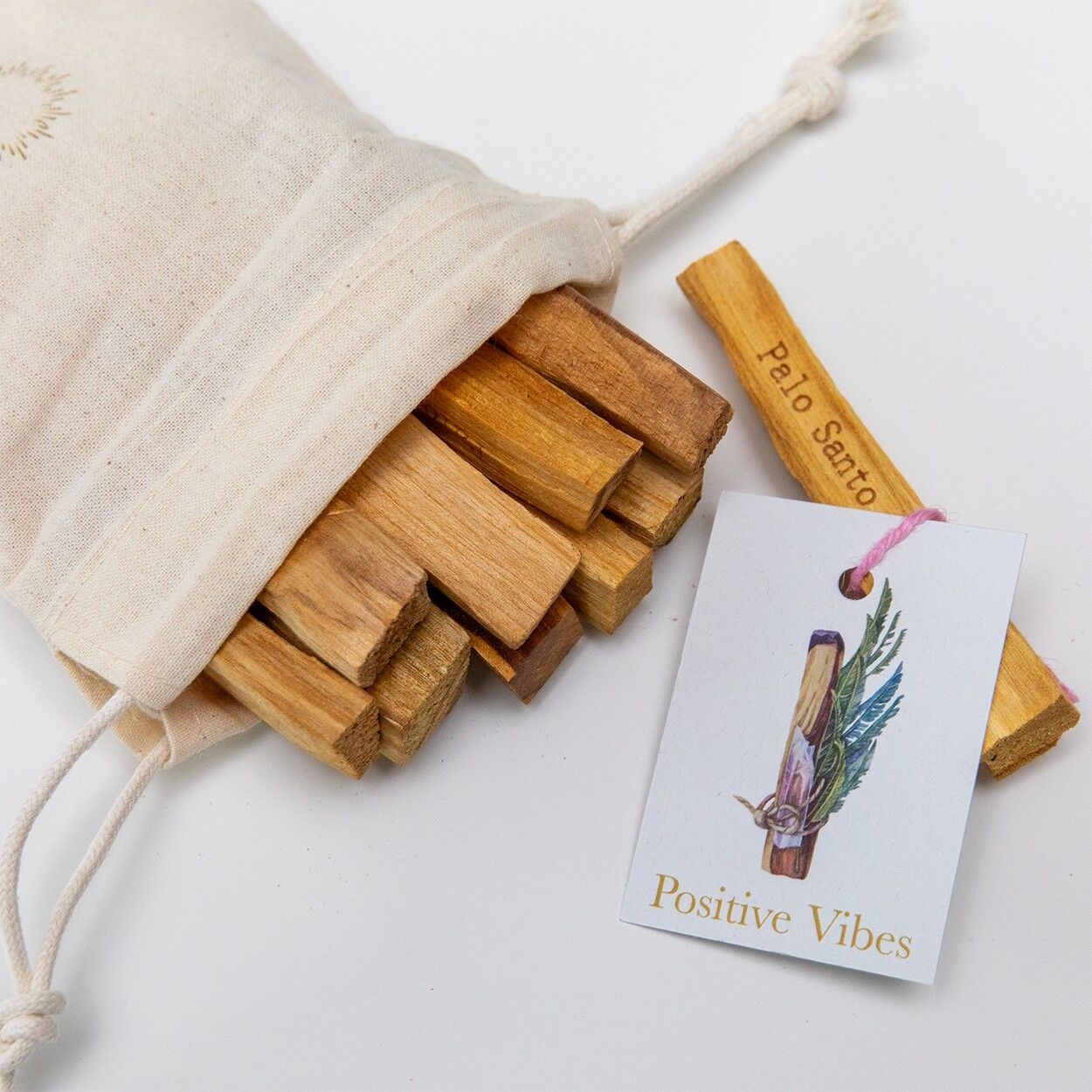 Palo Santo Holz | 10 Holz-Sticks aus Peru | mit Baumwollbeutel & Faltblatt