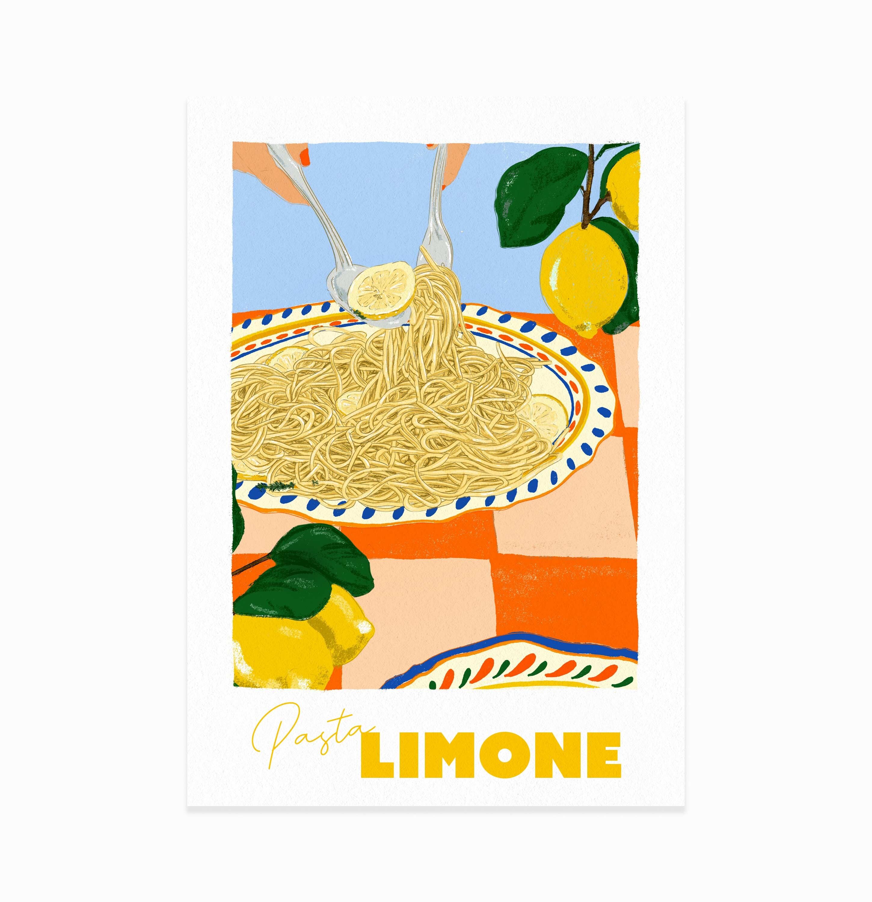 Poster Pasta mit Zitrone