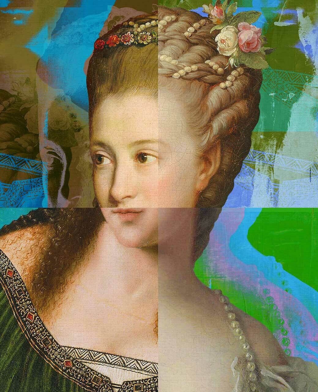 Portrait de femme perplexe en robe verte