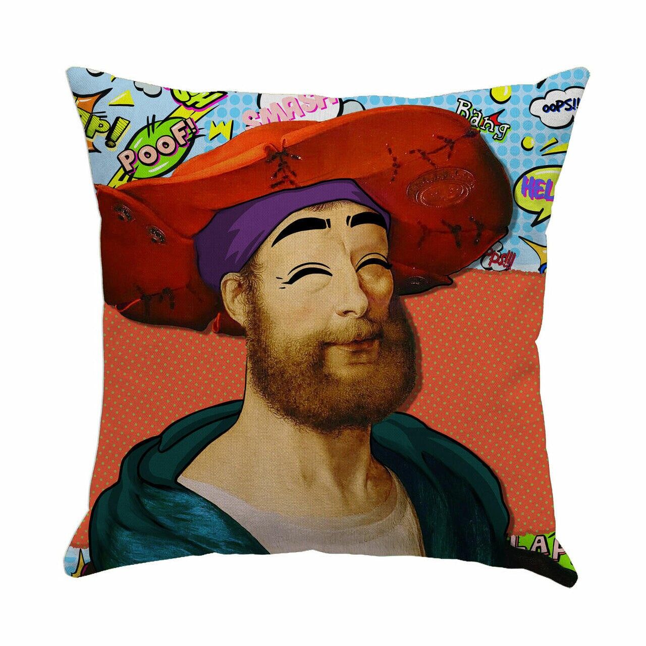 Copricuscino con motivo fumetto arancione Gentleman