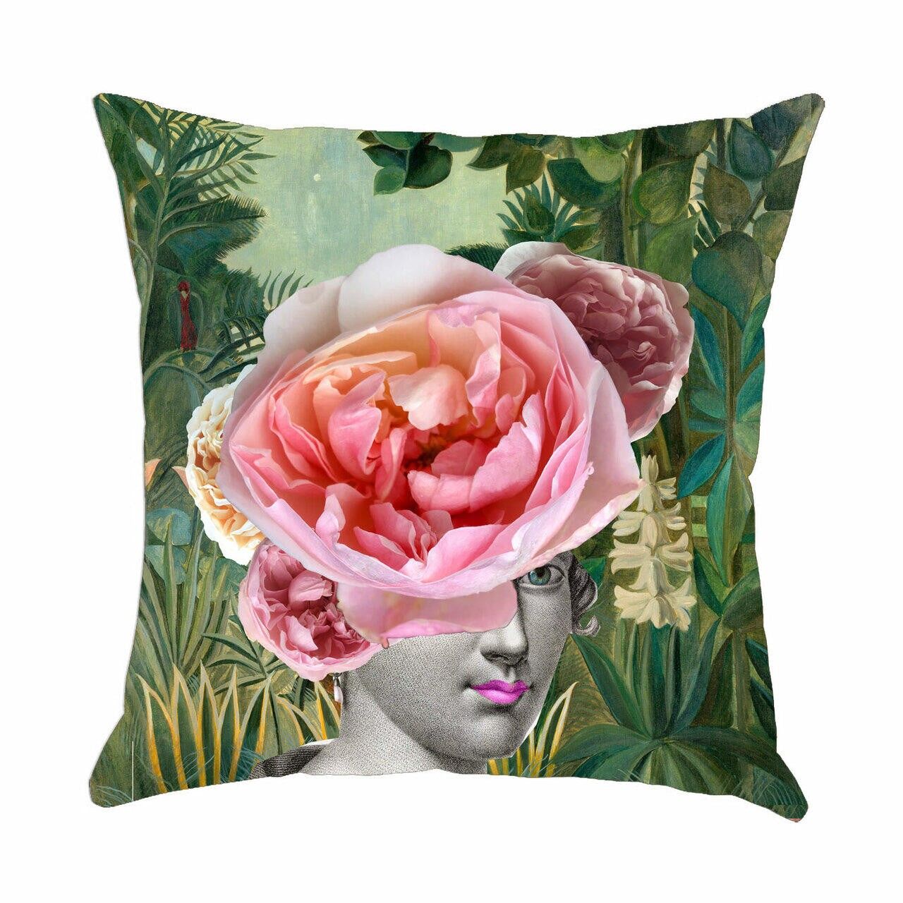 English Rose In The Jungle PINK Cushion Cover