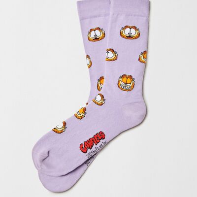 Chaussettes BeGarfield Faces Mauve - 100% coton biologique