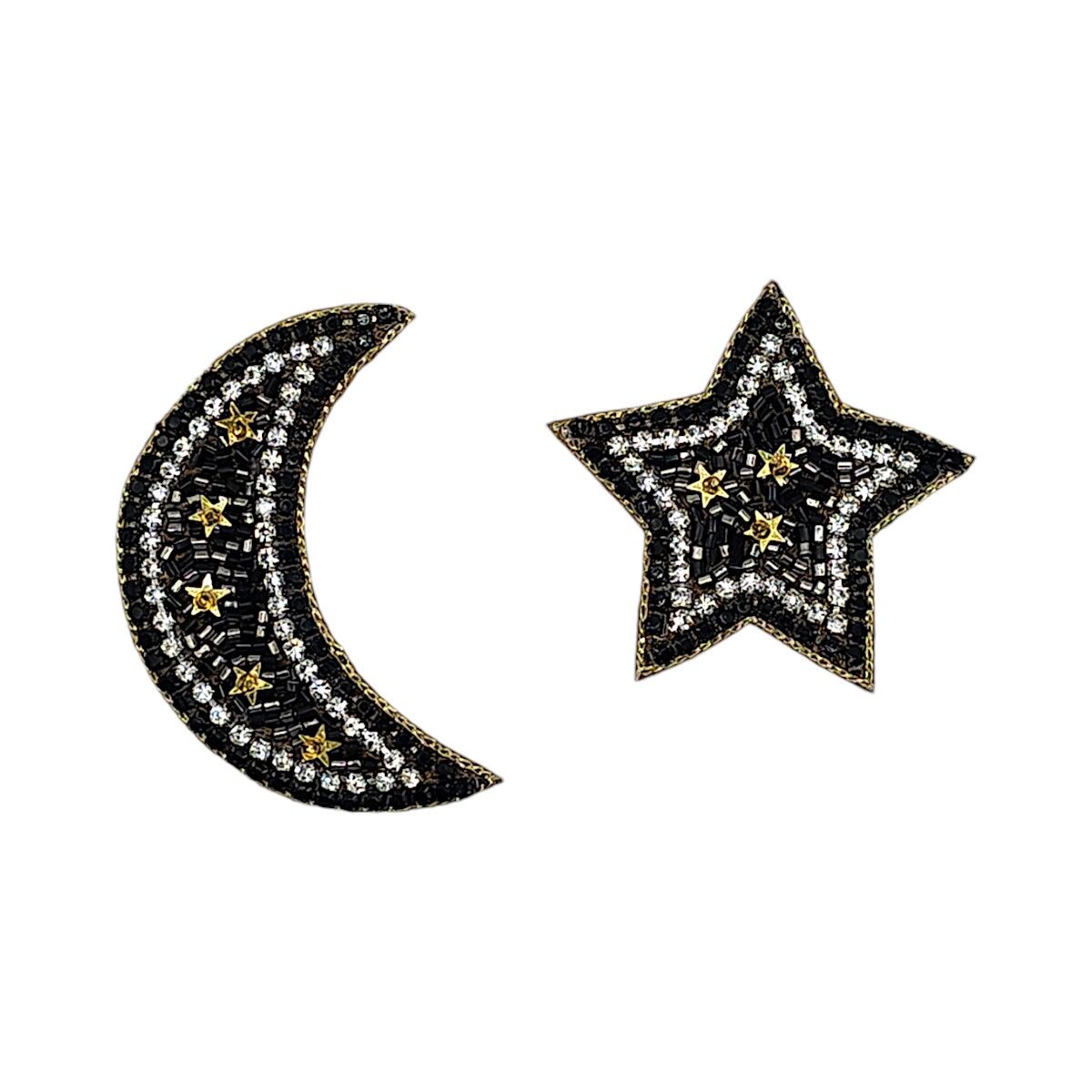 Orecchini Luna e Stella Mix Nero e Oro