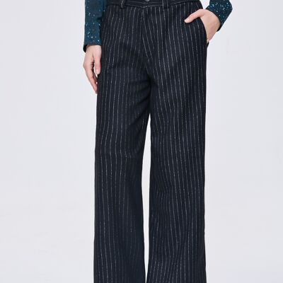 Pantalon en laine avec ceinture élastique et jambe large