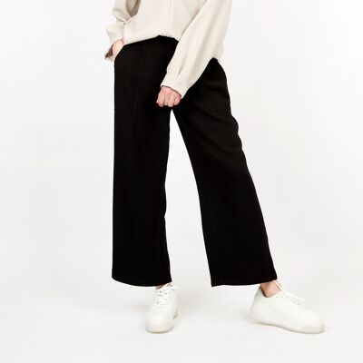 Pantalon long noir avec ceinture élastique