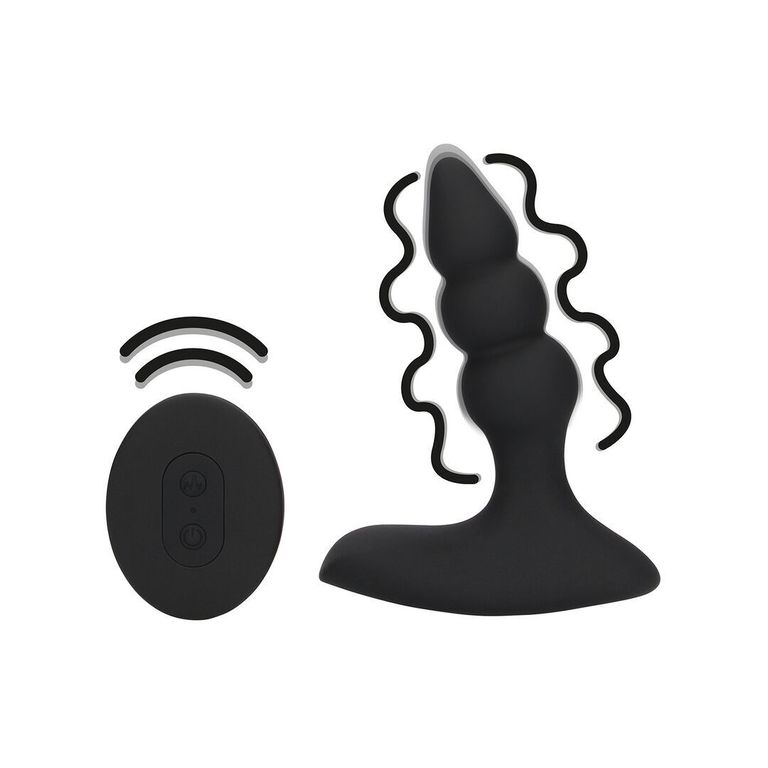 Loveline by Shots – Vibrierender Analplug mit Perlen und Fernbedienung – Schwarz