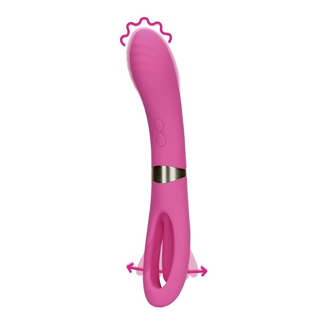 Loveline von Shots – Doppelseitiger Vibrator mit Bewegung und G-Punkt – Exuberant Pink …