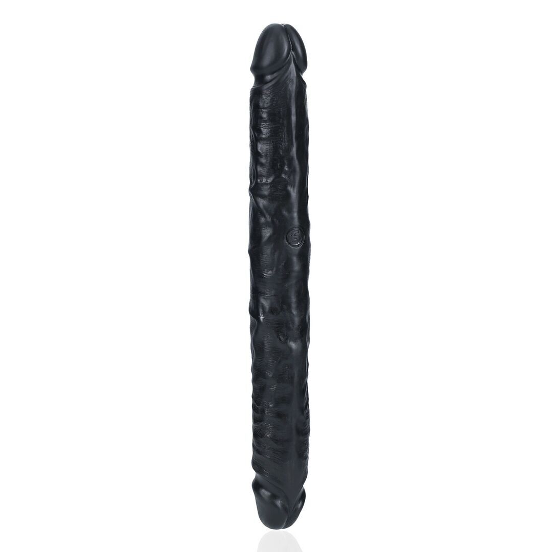 RealRock by Shots - Schlanker Dildo mit Doppelspitze 12 / 30,5 cm - Schwarz - Schwarz
