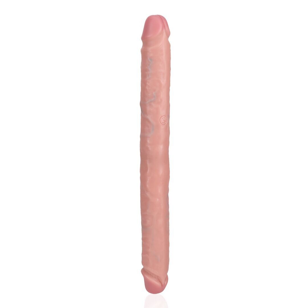 RealRock di Shots - Dildo sottile a doppia estremità 14 / 35,6 cm - Carne - Pelle
