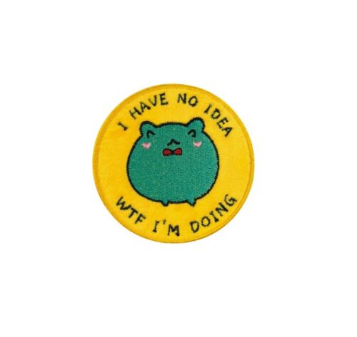 No idea what i'm doing frog embroidered iron-on patch