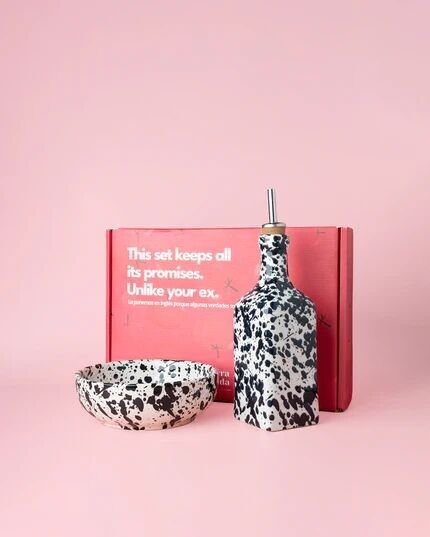 Kit Petit Déjeuner Râpe Assiette Céramique et Bidon d'Huile / GALAXIA