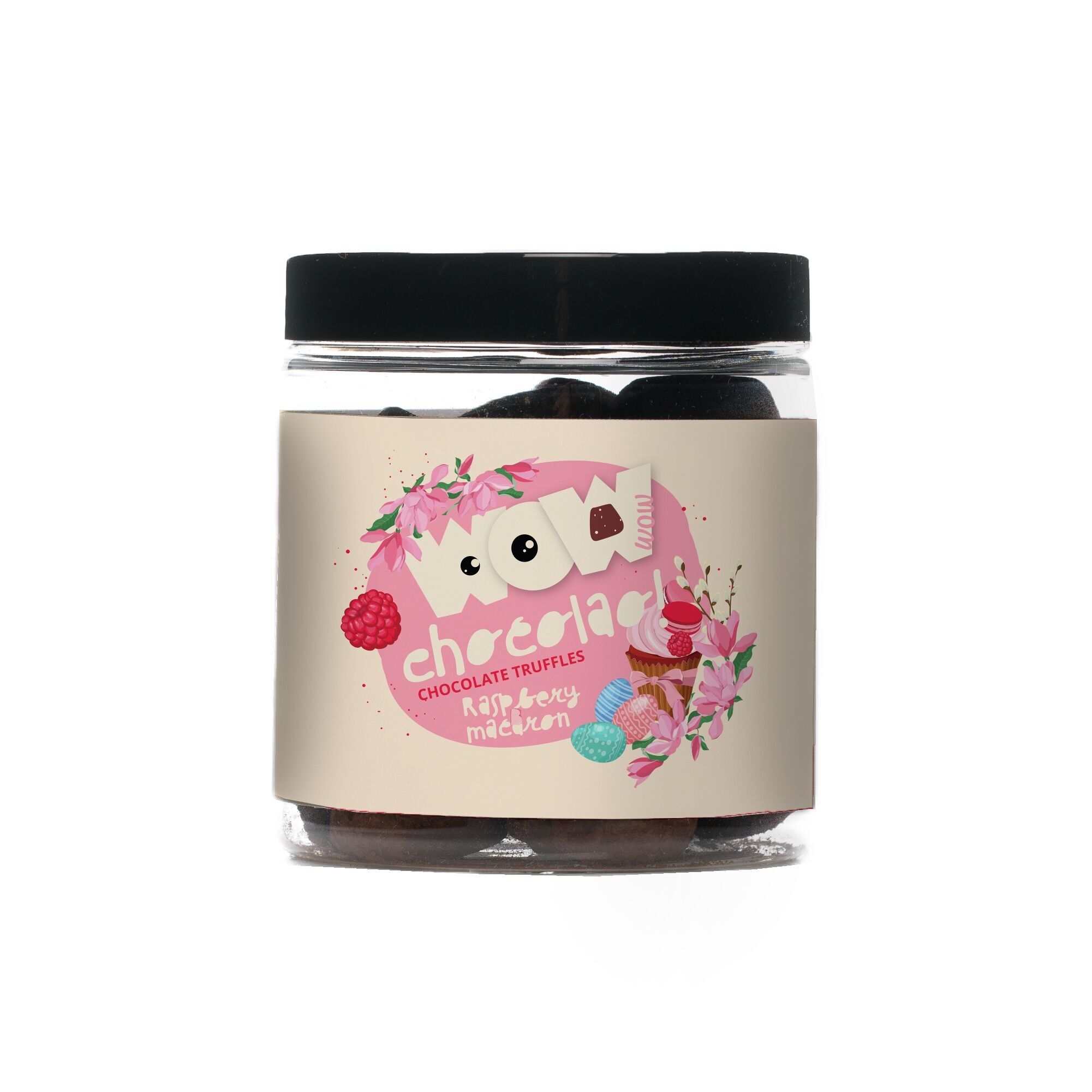 Tartufi al cioccolato Macaron al lampone - Regalo di Pasqua barattolo 130g