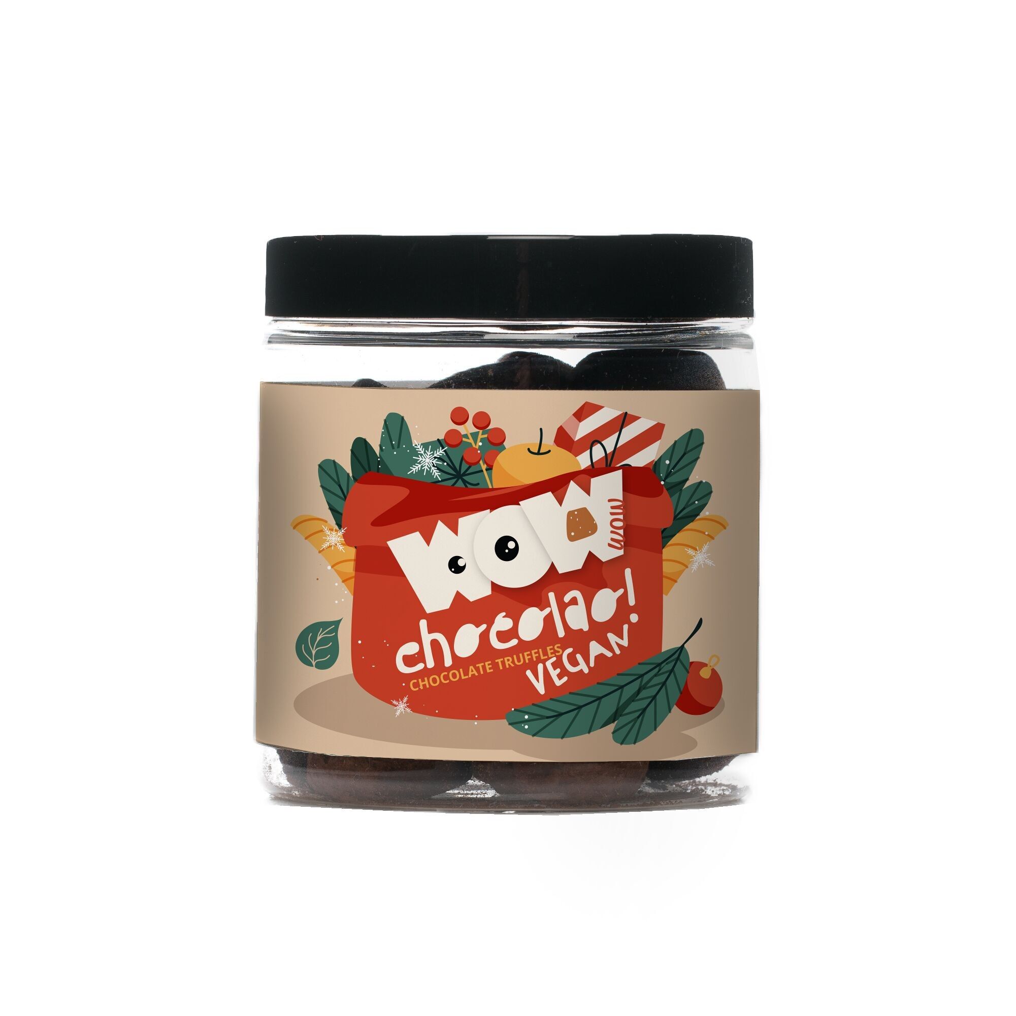 Tartufi al cioccolato vegani - Edizione natalizia - Barattolo regalo da 130 g