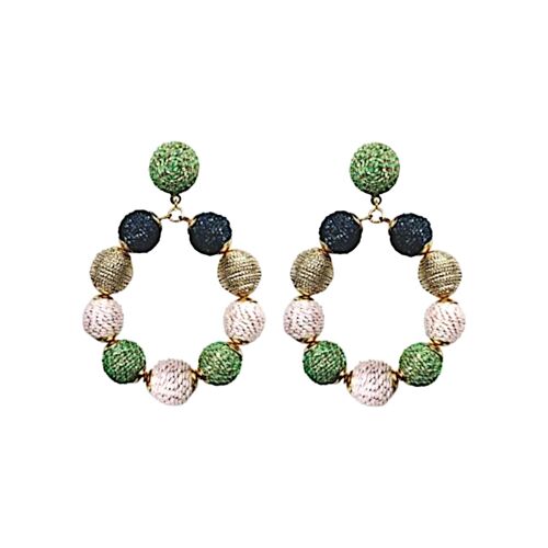 Multi Shimmer Woven Oval Drop Earrings