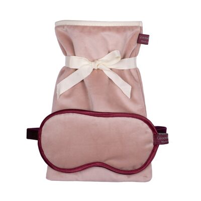 Lavender Eye Mask and Mini Hot Water Bottle in Pink Blush Velvet