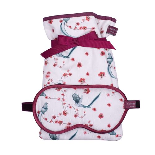 Lavender Eye Mask and Mini Hot Water Bottle in Kiji Tailed Birds