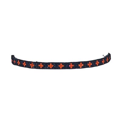 Pulsera de cruz estrecha en color azul marino y coral