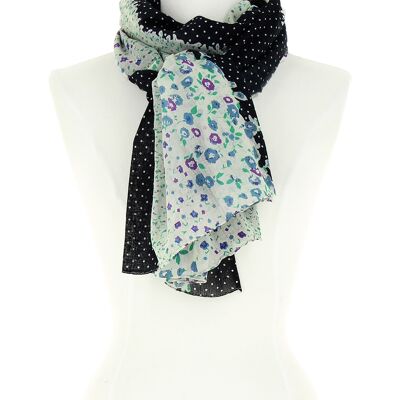 Bufanda 100% algodón - flores - peso - negro - (180x110cm) - PARADISO